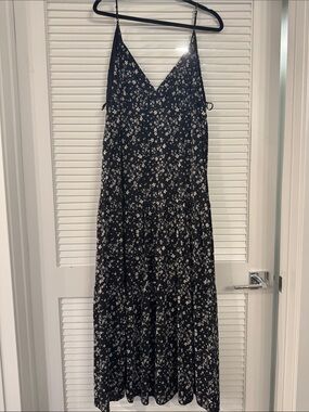 H&M Black Maxi Dress with White Floral Print